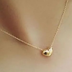 Gold Dipped Puffed Heart Slide Pendant Necklace NEW